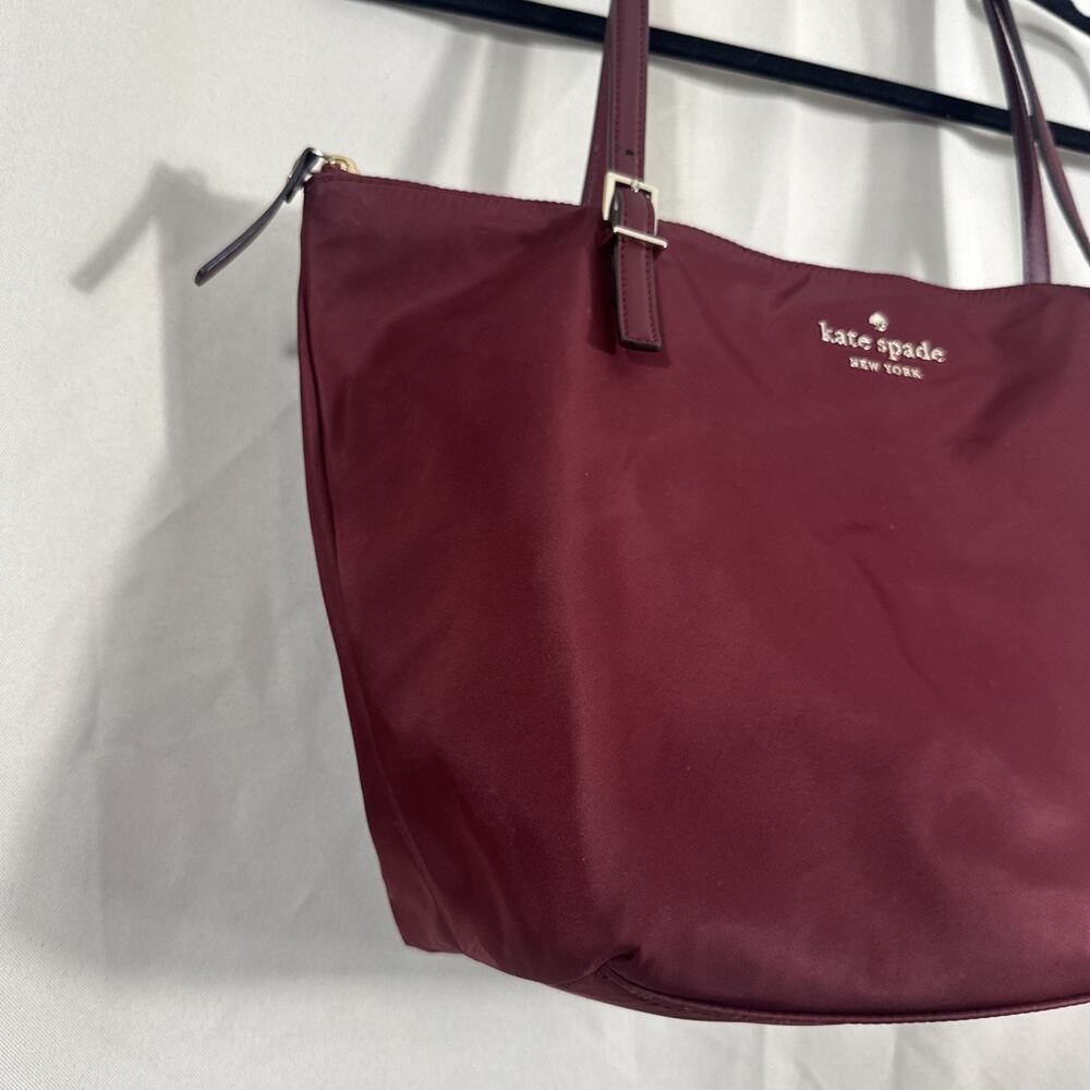 Kate Spade Watson Lane Maya Tote Burgundy Nylon Bag Gold Hardware - Picture 6 of 11